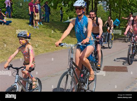 Participants In The Bristol Uk World Naked Bike Ride June