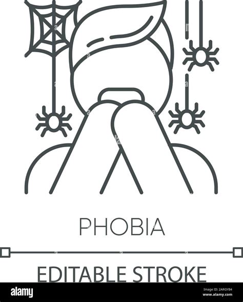 Phobia Linear Icon Fear Of Spiders Arachnophobia Frightened Person