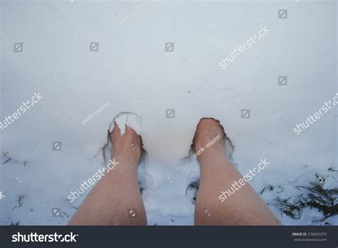 Mens Bare Feet Snow Stock Photo Edit Now 576045379