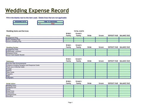 Wedding Budget Planner Excel Excel Templates