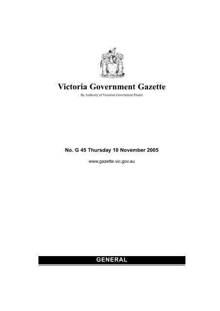 General Victoria Government Gazette
