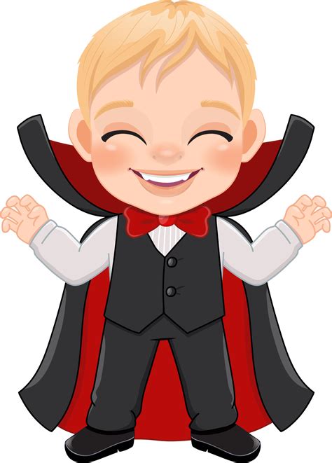 Little Dracula With Black Suit Halloween Party With Cute Vampire