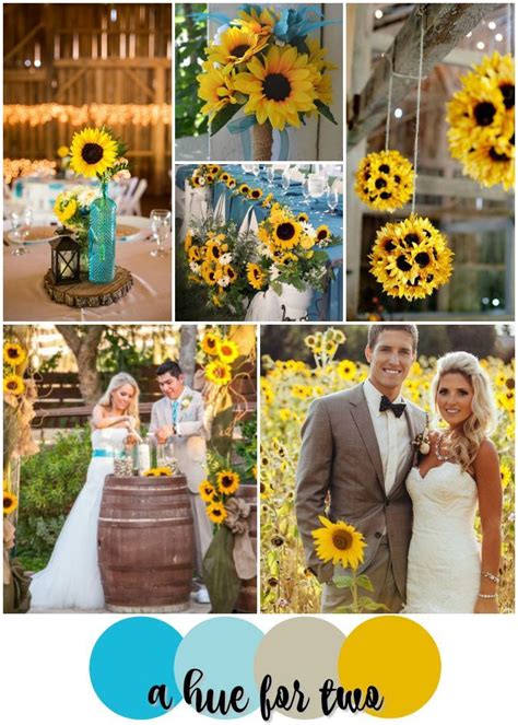 Turquoise And Sunflower Yellow Rustic Wedding Colour Scheme Rustic