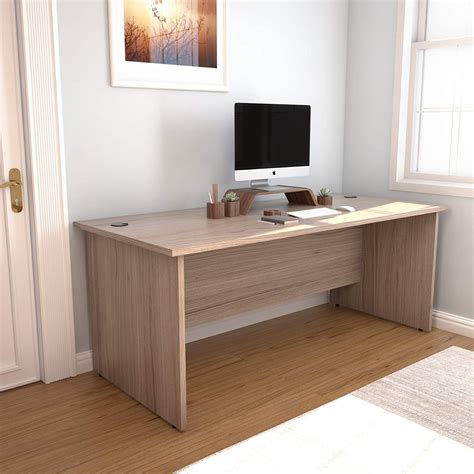 office hippo heavy duty rectangular office desk with panel ends wood grey oak 160 x 60 x 73
