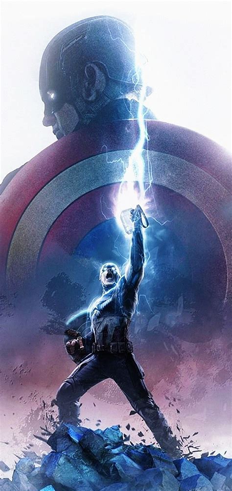 Avengers Endgame Captain America Thor Hammer Lightning 1440x3040
