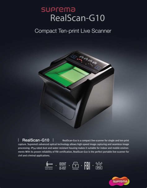 Suprema Realscan G10 Fingerprint Scanner 8128 X 762 Mm Rs 35000