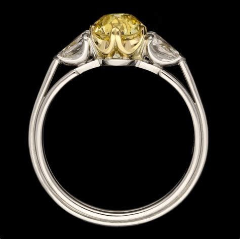 127ct Fancy Intense Yellow Old European Brilliant Cut Diamond Ring