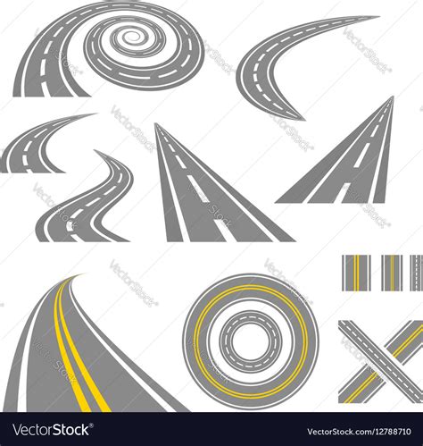 Asphalt Curved Roads Royalty Free Vector Image