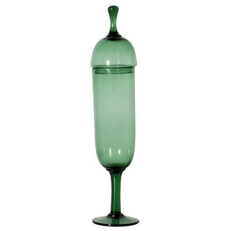 french green glass tall apothecary jar with lid ca 1960 at 1stdibs
