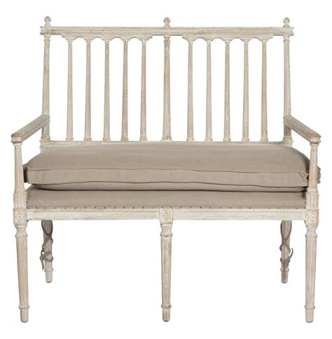 Coyle Shabby French Antique White Settee Dining Bench Kathy Kuo Home