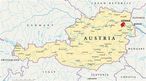 Austria Political Map — Stock Vector © Furian 51058219
