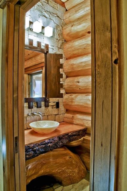 If the previous design is like a city car that is simple, honest and works every day — think of this layout as the cadillac of designs. 39 Cool Rustic Bathroom Designs - DigsDigs