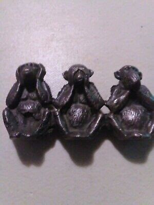 The Wise Monkeys Hear See Speak No Evil Vintage Small Brass Figurine