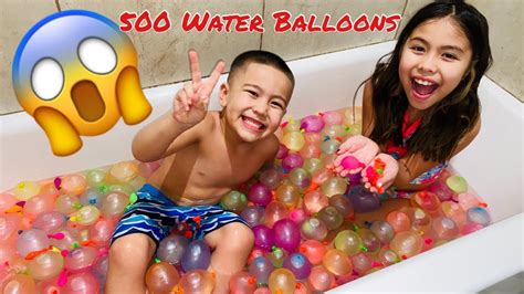 Filling Our Bathtub With 500 Water Balloons Youtube