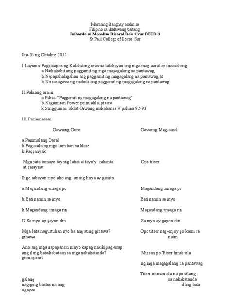detailed lesson plan in filipino grade 5 pang uri sam