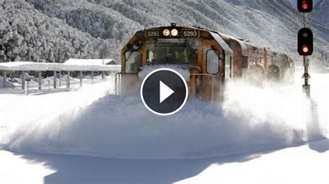 Incredible Footage Of A Speeding Train Plowing Through Heavy Snow On