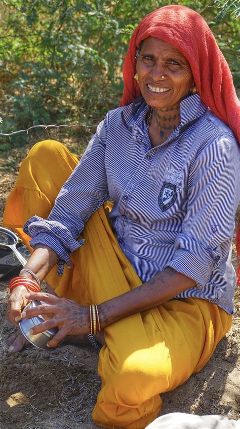rabari tribal woman in gujarat with nice neck tatoo women of india tribal women india