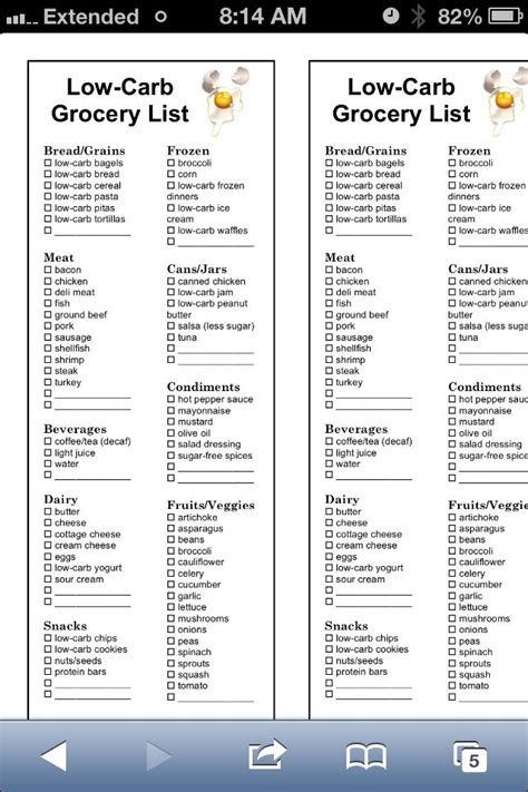Printable Diabetic Grocery Shopping List Printable Word Searches