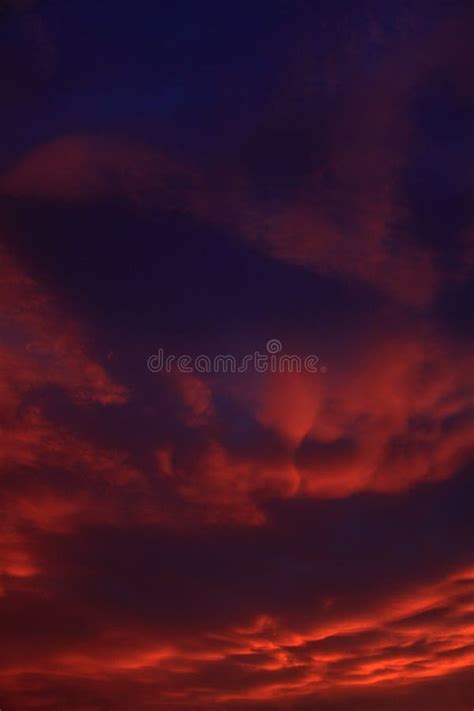 Dramatic Sky With Orange Clouds After Sunset Stock Photo Image Of