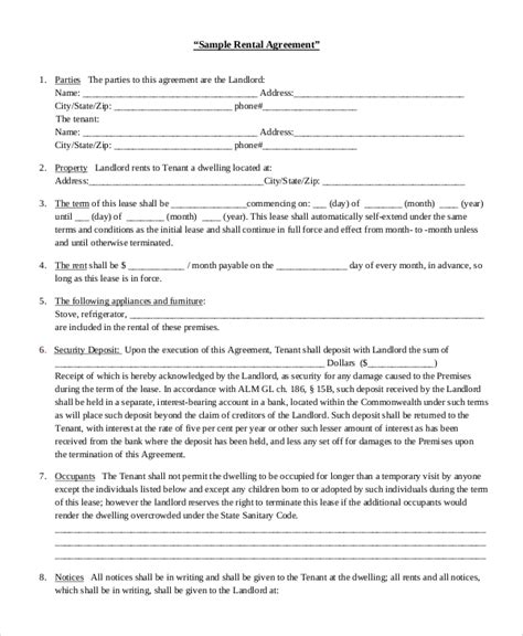 Free 22 Simple Rental Agreement Templates In Pdf Ms Word