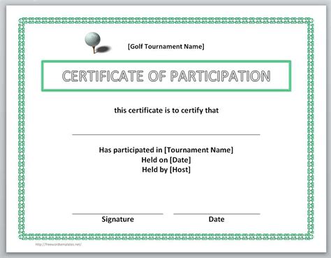 Certificate Of Participation Template Free Printable Templates
