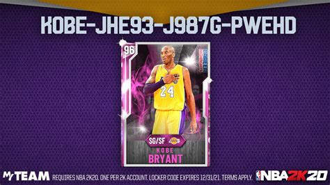 Codes release at various locations on social media, and they only we have this list and keep it up to date every day so you can find all the active nba 2k20 locker codes at any given time. 'NBA 2K20' Honors Kobe Bryant With PD Locker Code & Likely ...