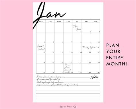 Free 2021 monthly calendar template service. 2021 Monthly Calendar Vertical 12 Months Planner Printable ...