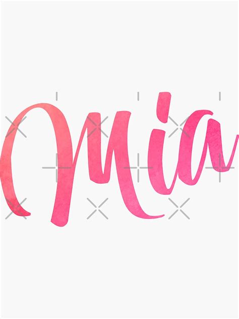 Mia Girls Name Pink Watercolor Signature Design Sticker For Sale By