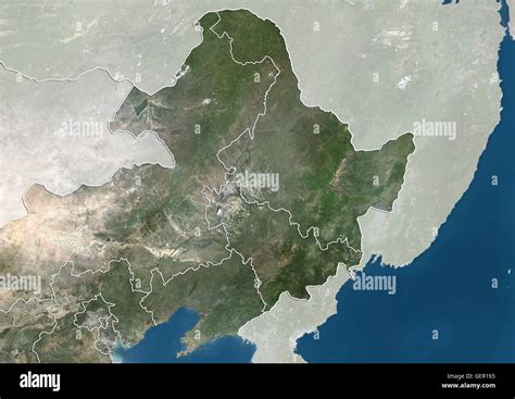 Satellite View Of Northeast China With Country Boundaries And Mask This Image Was Compiled