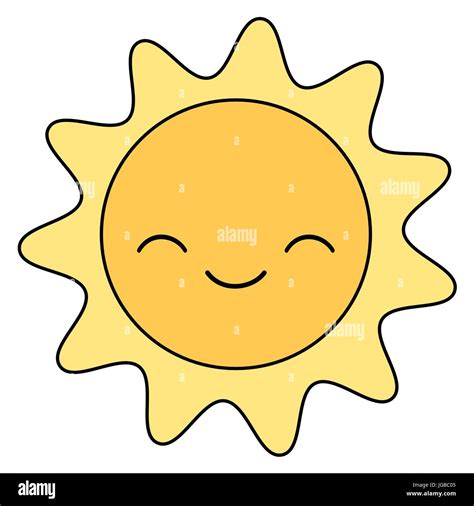 Caricatura De Caricatura De Sol Amarillo Simple Sonriente Personaje De