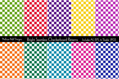 Bright Seamless Checkerboard Patterns Graphic By Melissa Held Designs