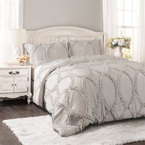 Avon Comforter Light Gray 3pc Set Fullqueen Lush Décor 16t003333 In