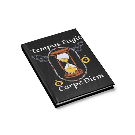 Tempus Fugit Carpe Diem Hardcover Journal Opens Flat Ruled Line