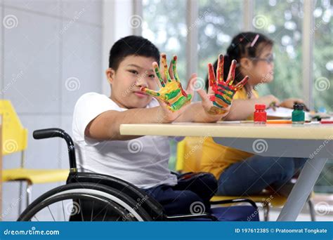 Disabled Kids Classroom Children Having Fun During Study At School
