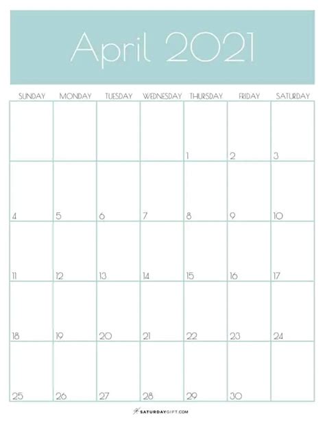 25 Best Free Printable April 2021 Calendars Onedesblog