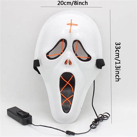 Cheap Halloween Mask Glow In Dark Led Light Up Face Mask Scary Skull