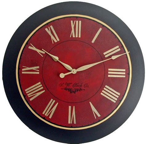30 In Harrington Large Wall Clock Antique Style Red Big
