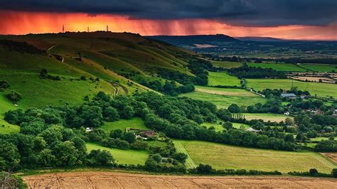 Storm Clouds Over Farms In The Valley Wallpaper Nature And Landscape