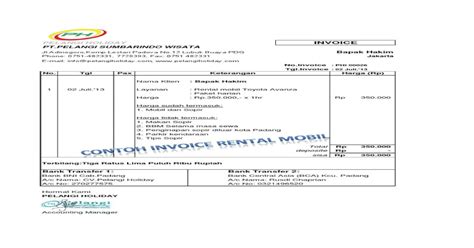 Gambar tentang Contoh Invoice Rental Mobil Padang