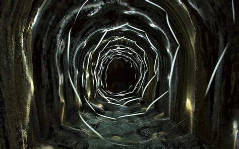 Tunnel Light Painting Fantasy Dark Cave Abstract Landscapes