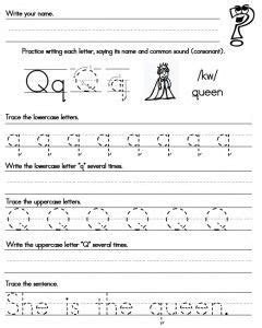 handwriting worksheet qq  school program