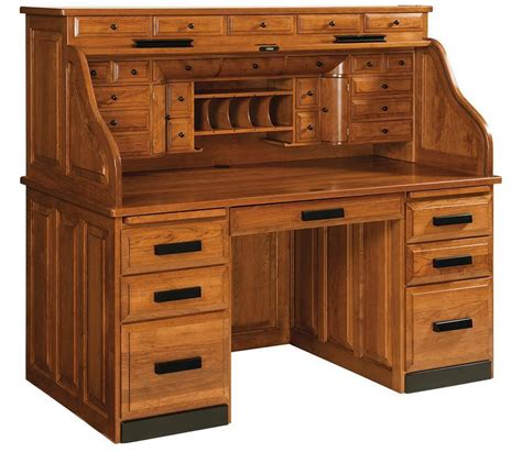 Featuring 6 practical drawers with metal handles, the double dresser provides plenty of room. Classic Deluxe Roll Top Desk with Optional Top Drawers from