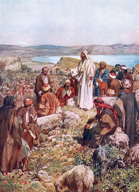 Jesus Teaching Crowds On A High Plain By William Hole Jesus Painting