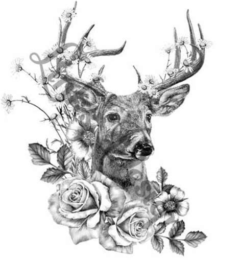 Deer With Flowers Waterslide Tattoo Decal For Tumblers Etsy Deer