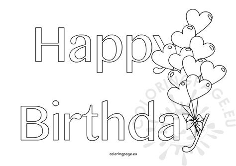 Fold all other hearts in half. Happy Birthday hearts shape balloons - Coloring Page