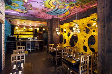 Interior design of the indian restaurant Rasoï located in Montreal ...