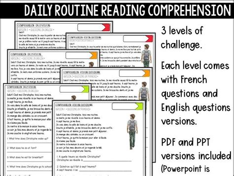 French Comprehension Daily Routine Teaching Resources