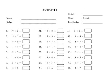 Koleksi soalan latihan asas matematik Tambah Tolak Darab Bahagi  pengetahuan am