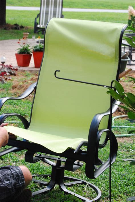 Sun damage, chemicals pool and daily use make fabric fade, stretch, fray and tear. Recover Sling Back Chairs!: Recover Sling Back Chairs!!
