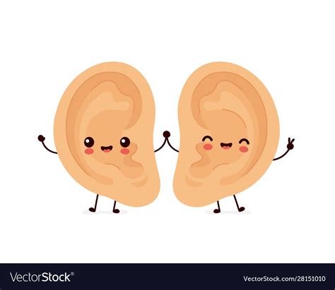 Cute Smiling Happy Human Ear Couple Royalty Free Vector
